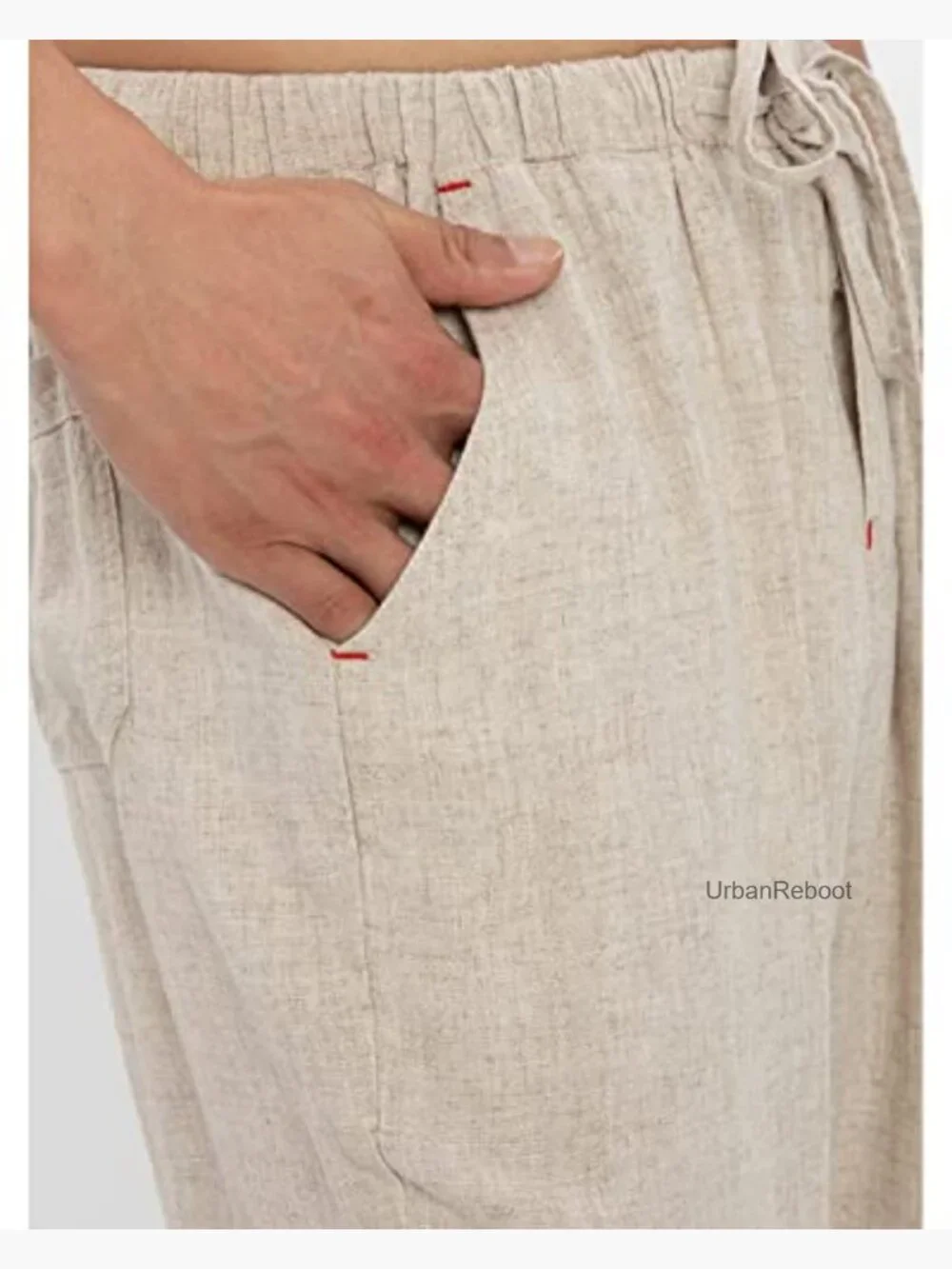 Drawstring Loose Linen Beach Pants Elastic Waist Yoga Lounge Trousers Pajamas